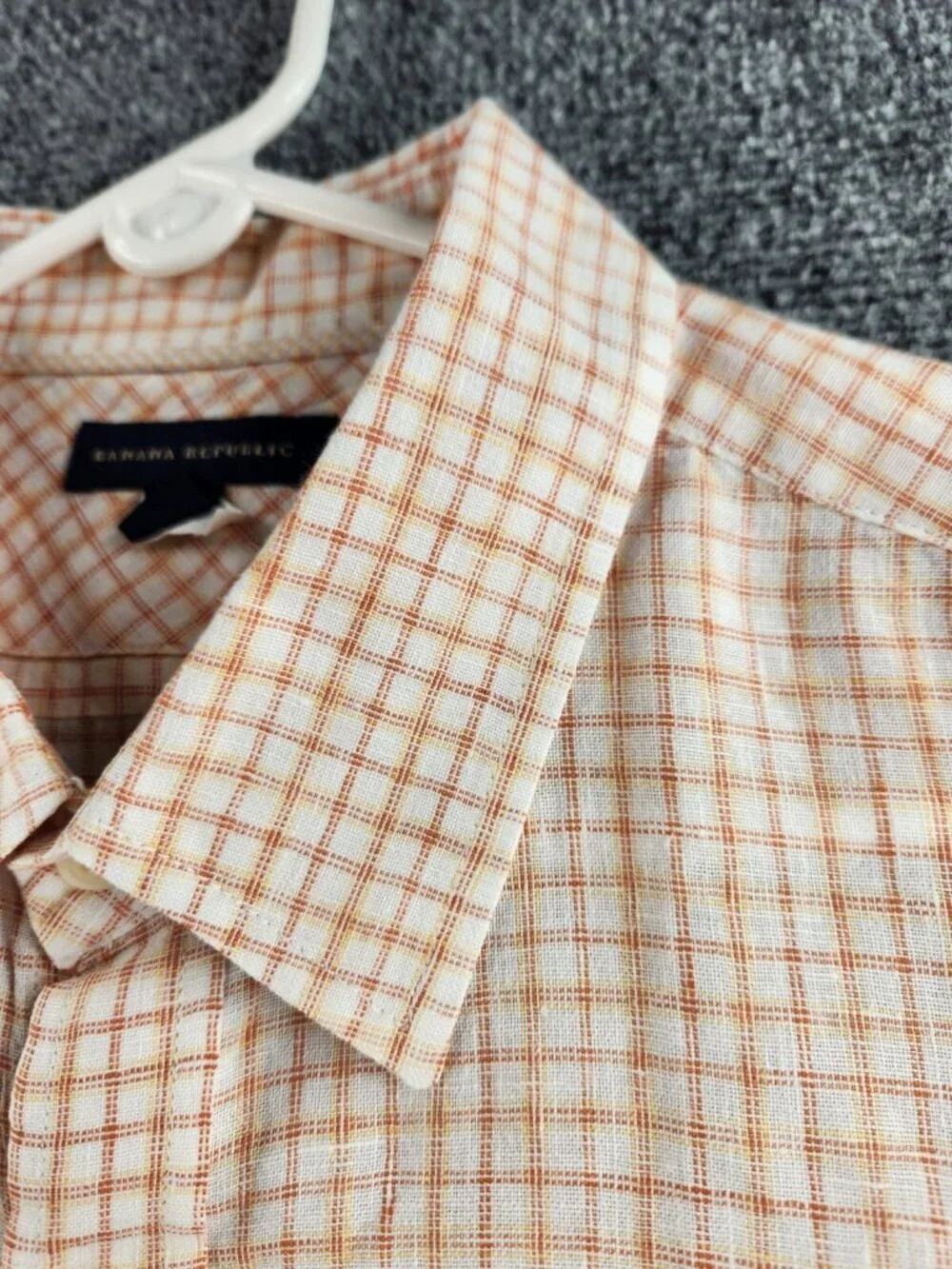 Banana Republic 17-17.5 XL Yellow Orange Plaid Long Sleeve Button Up Shirt Men